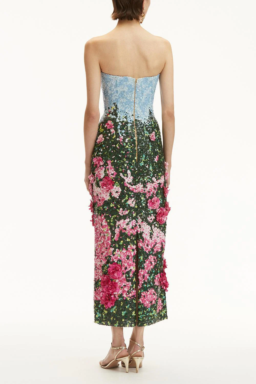 Strapless English Rose Embroidered Gown - Image 4