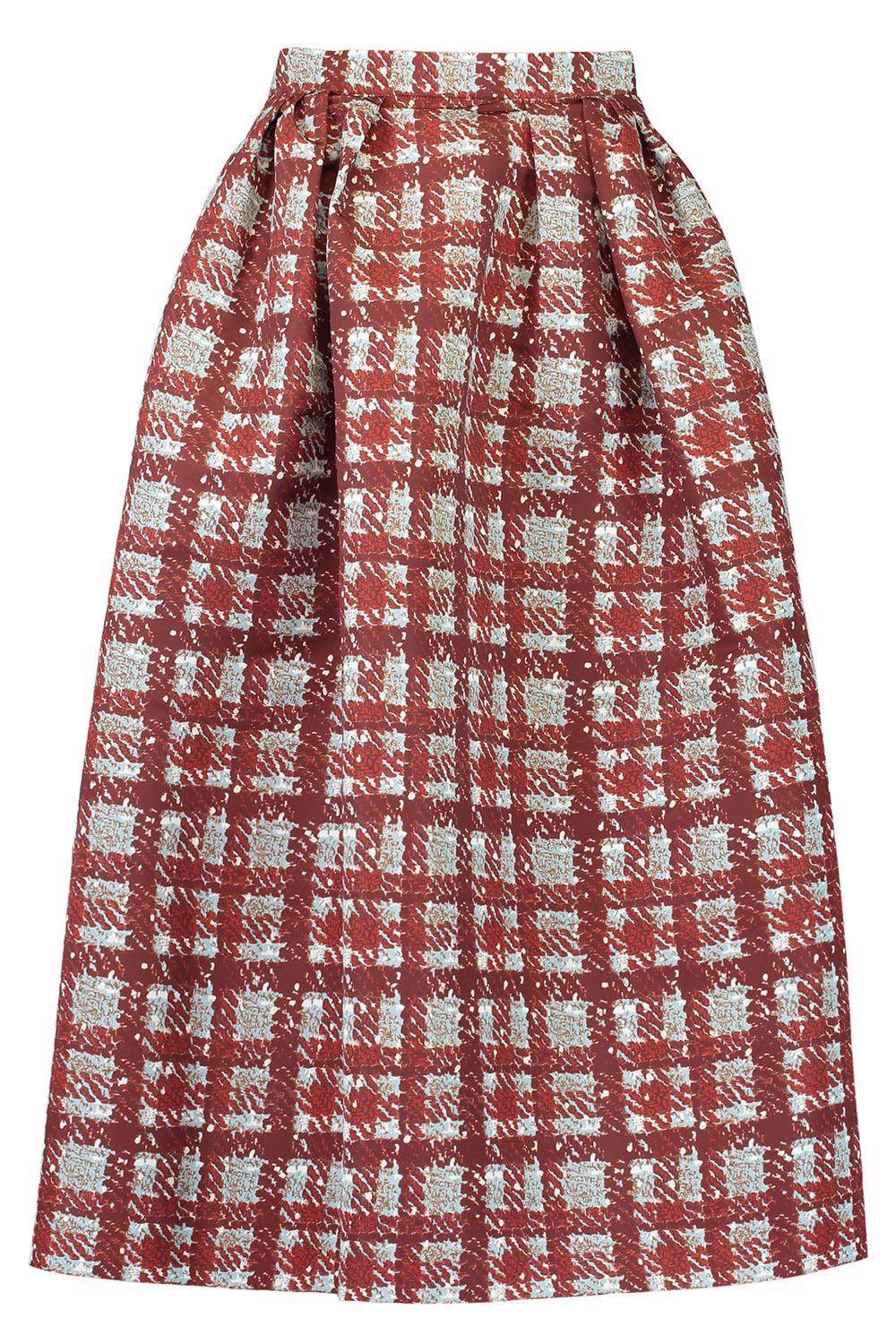 Textured Plaid Circle Skirt