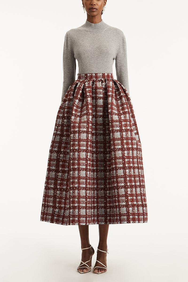 Textured Plaid Circle Skirt - Image 2