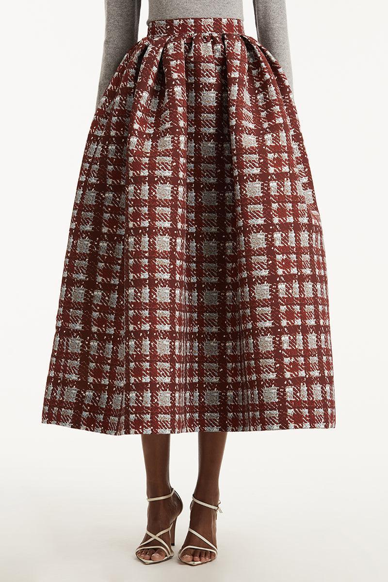 Textured Plaid Circle Skirt - Image 3