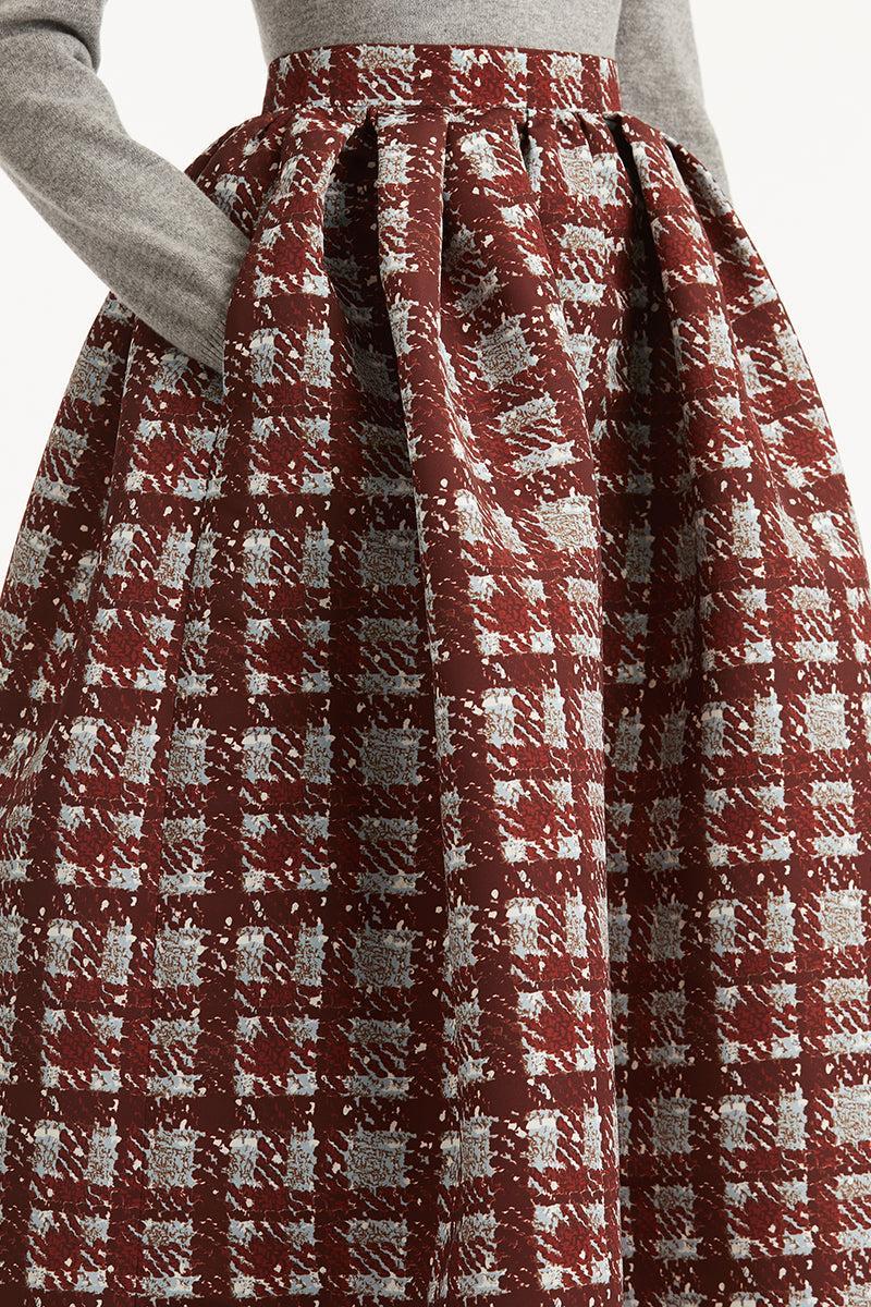 Textured Plaid Circle Skirt - Image 4
