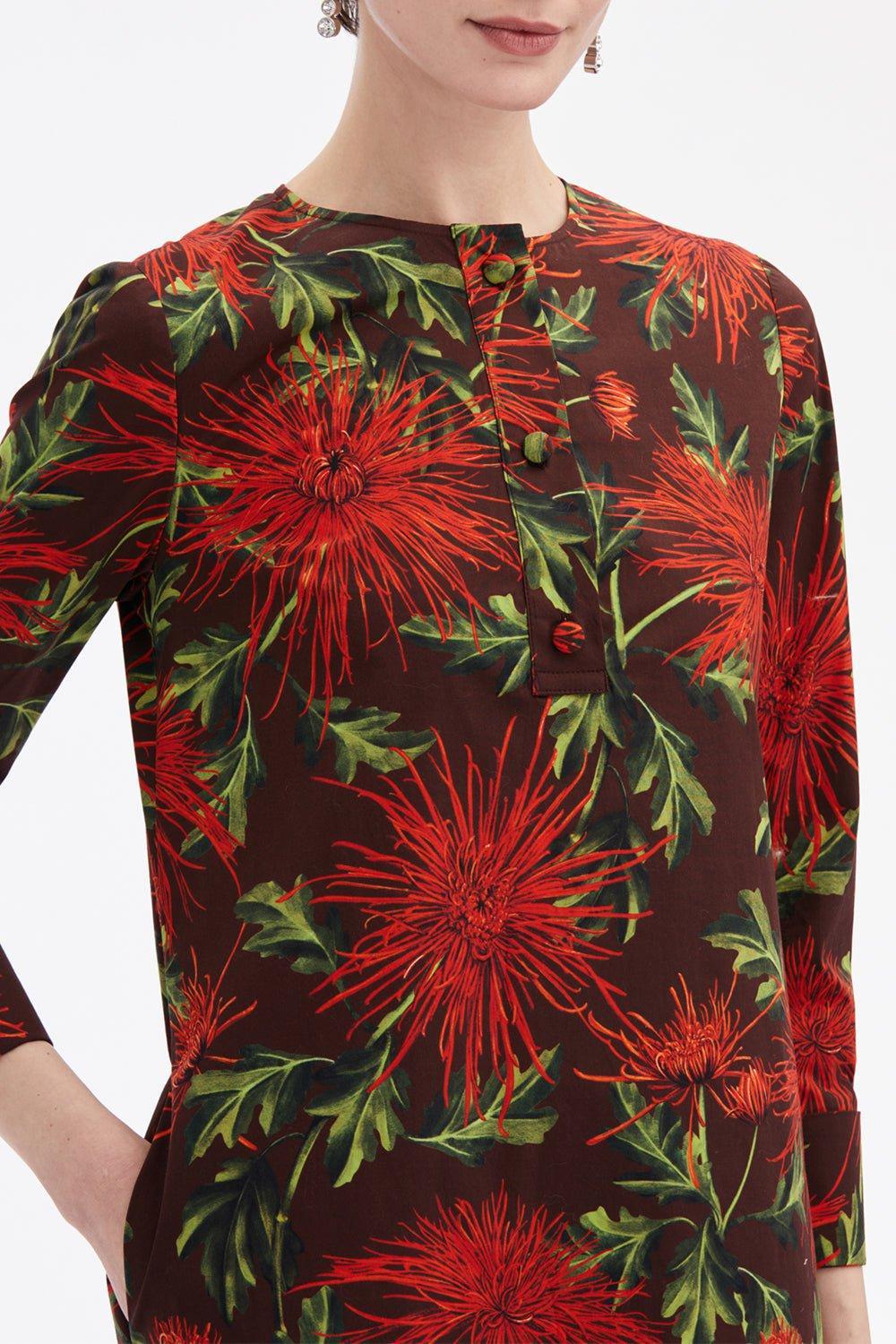 Three Quarter Sleeve Button Shift Dress - Image 3