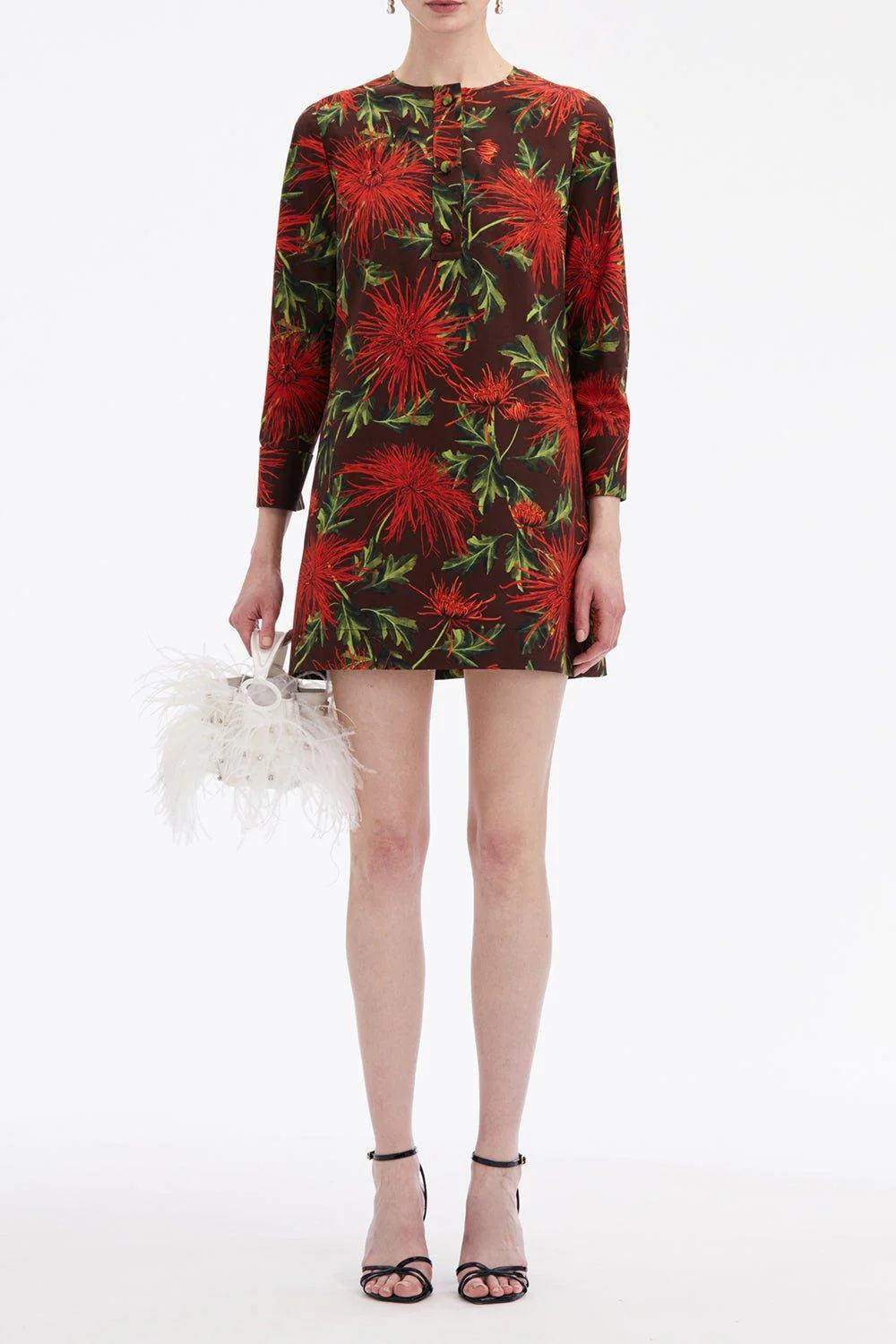 Three Quarter Sleeve Button Shift Dress - Image 5