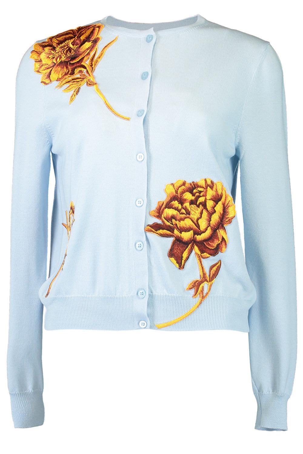 Tonal Peony Embroidered Cardigan