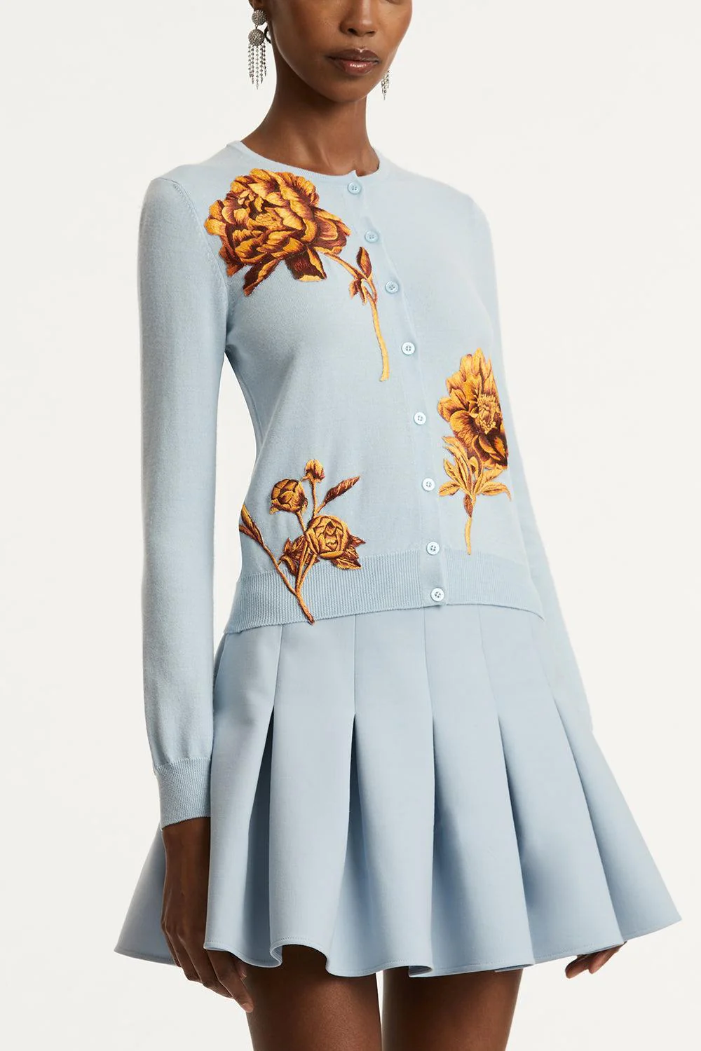 Tonal Peony Embroidered Cardigan - Image 4