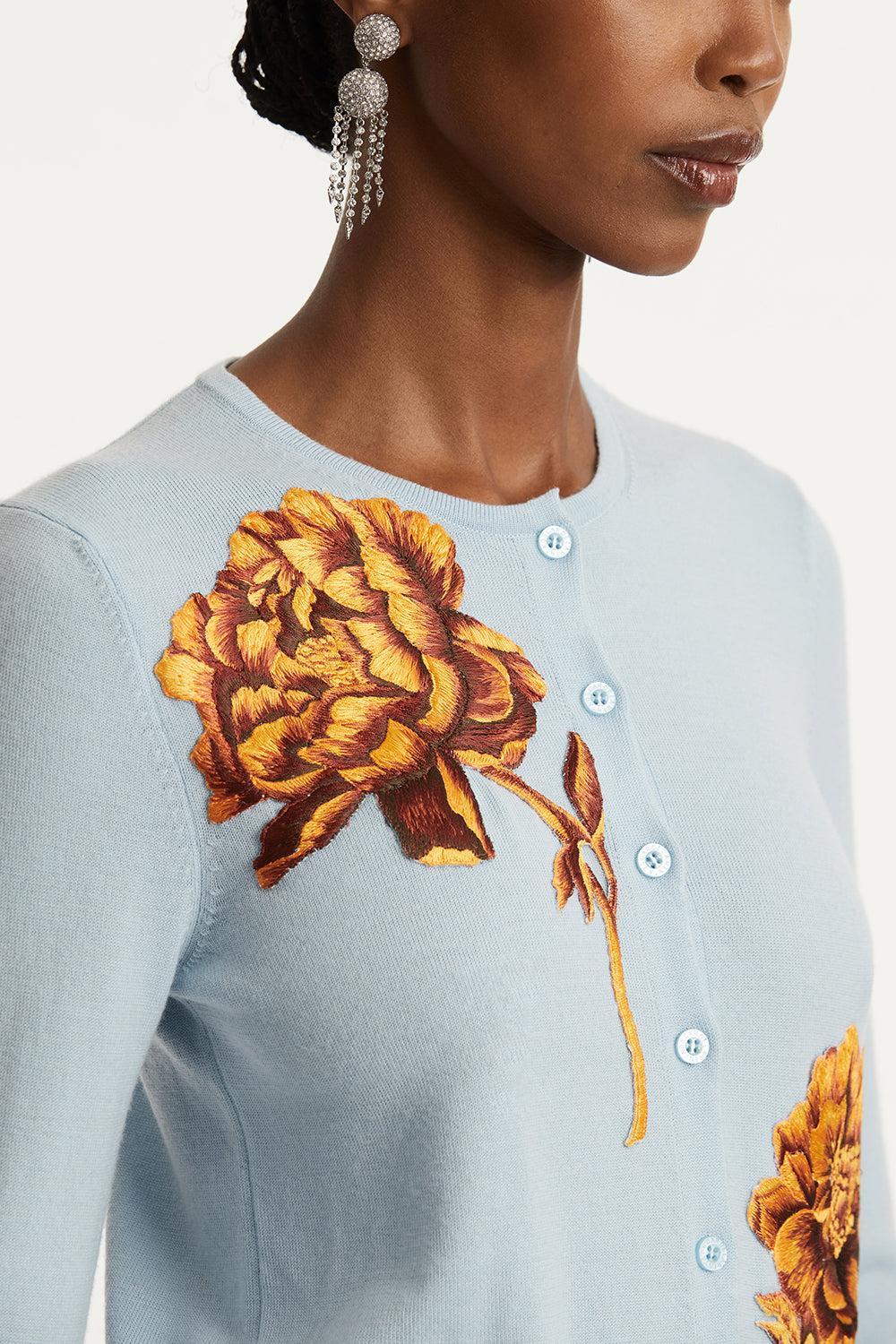 Tonal Peony Embroidered Cardigan - Image 5