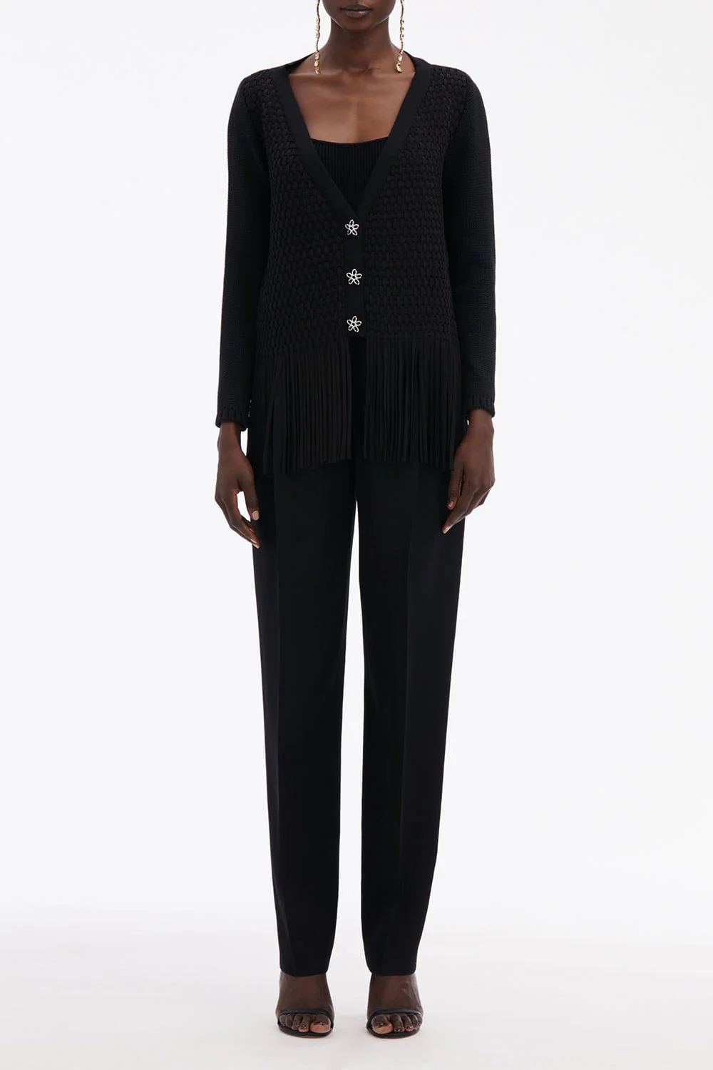 VNeck Lattice Embroidered Cardigan - Image 3