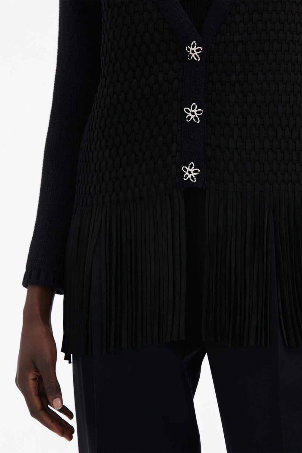VNeck Lattice Embroidered Cardigan - Image 5