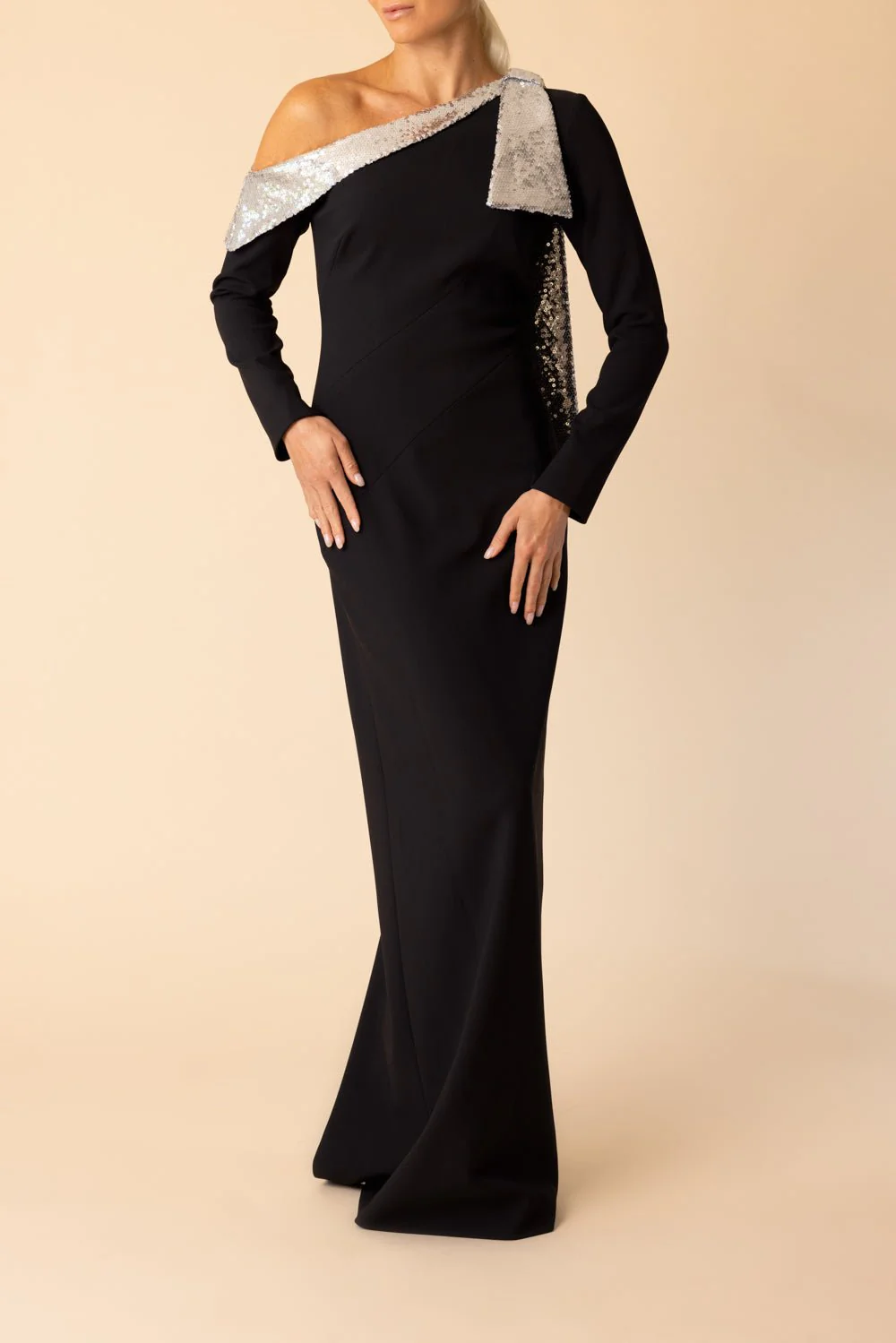 Contrast Neckline Gown - Image 2