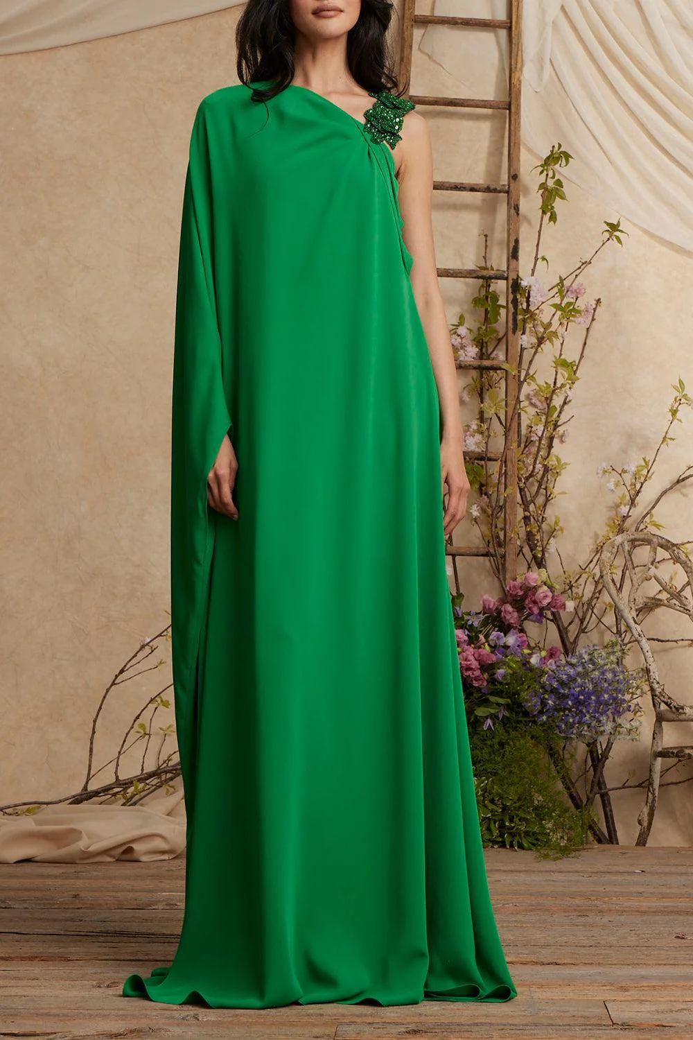 One Shoulder Embellished Caftan
