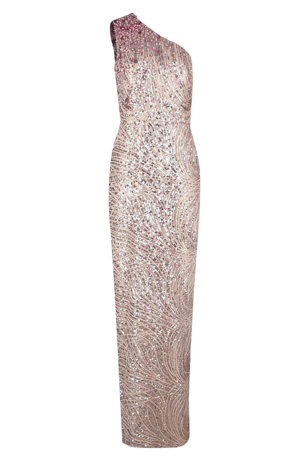 One Shoulder Gown - Taupe