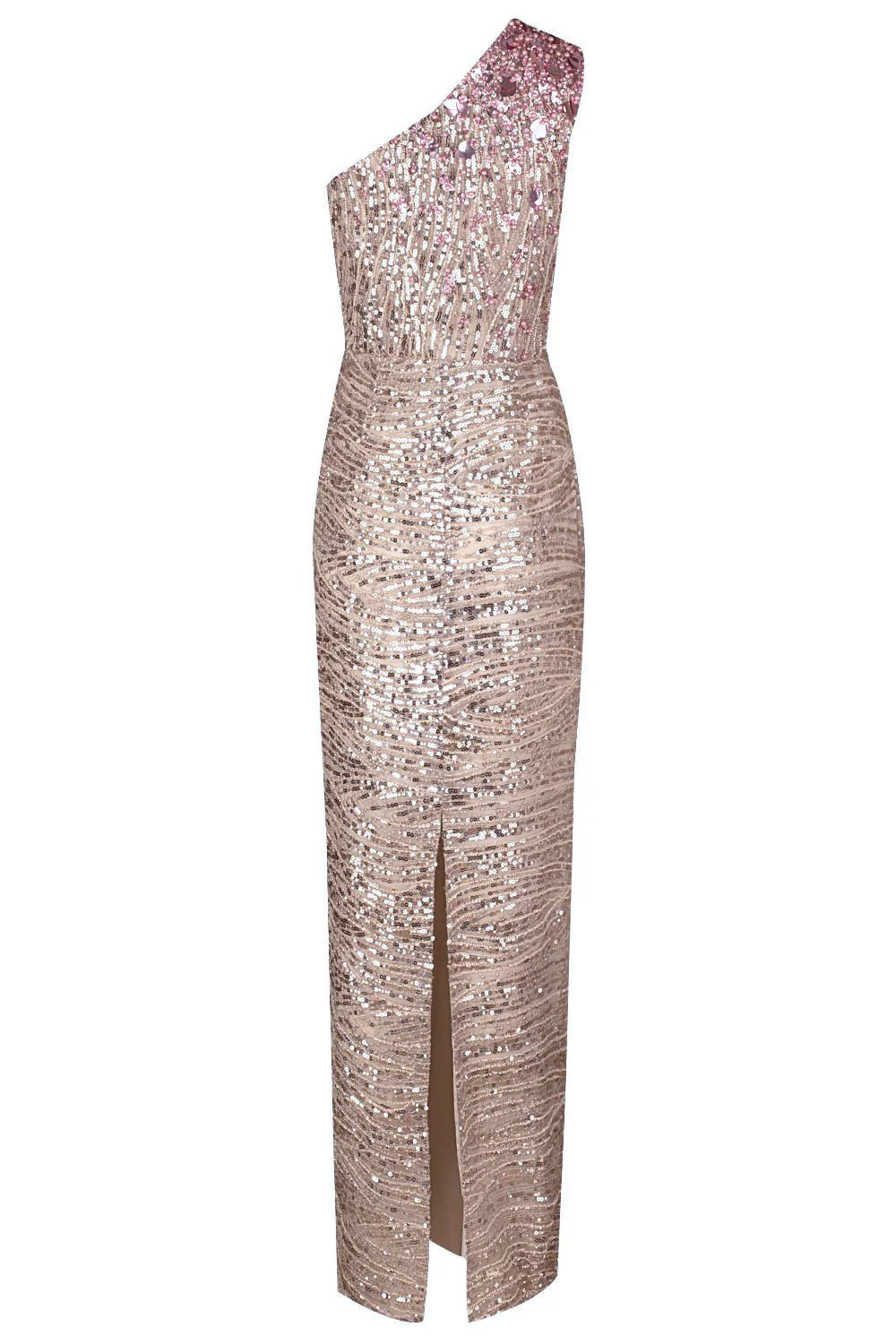 One Shoulder Gown - Taupe - Image 3