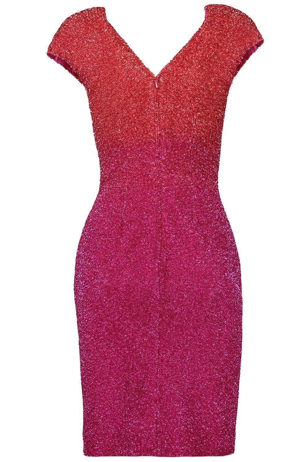 Signature Sequin Cockail Dress - Coral - Image 5
