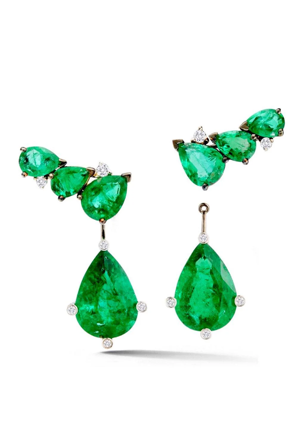 Emerald Diamond Detachable Earrings