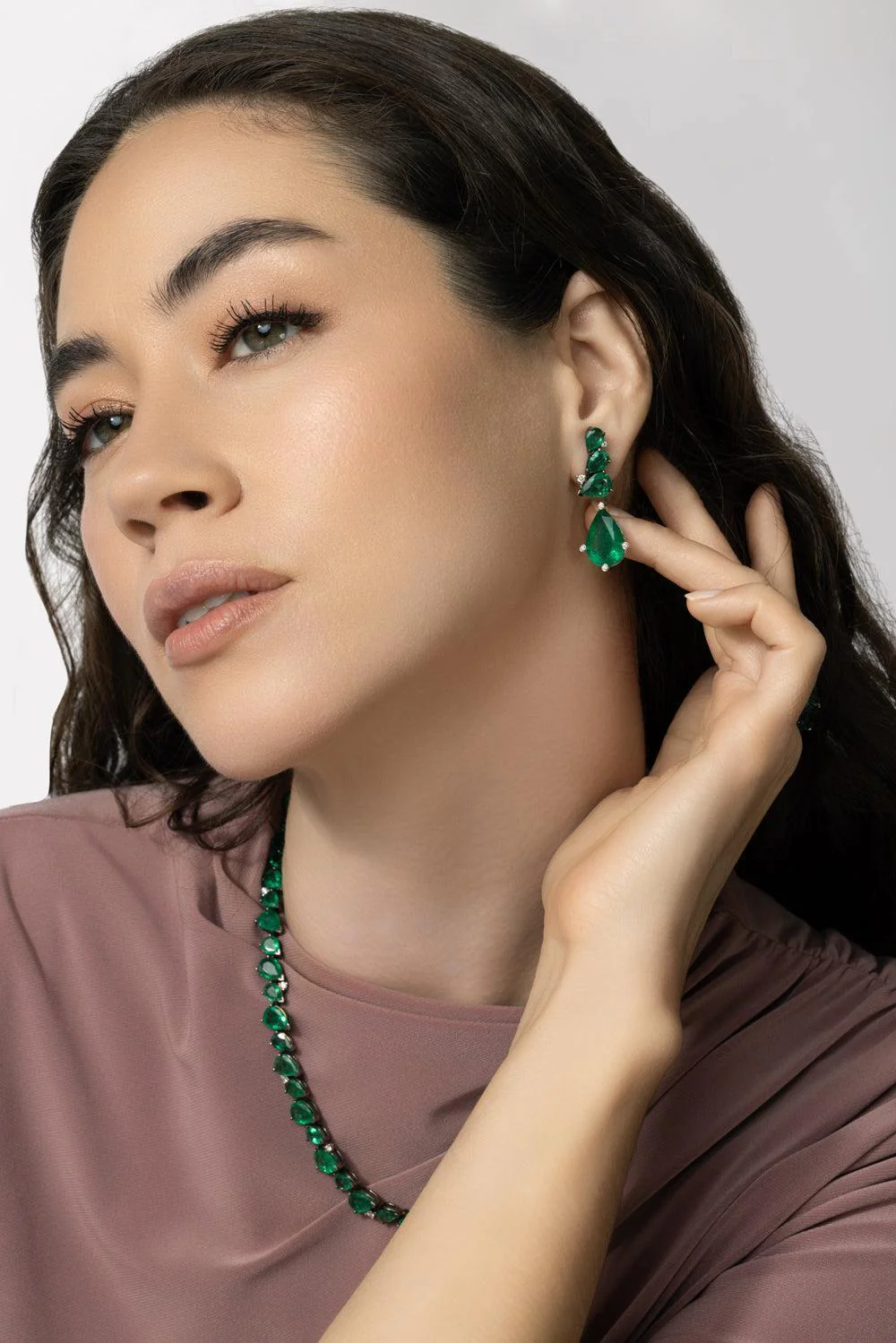 Emerald Diamond Detachable Earrings - Image 2