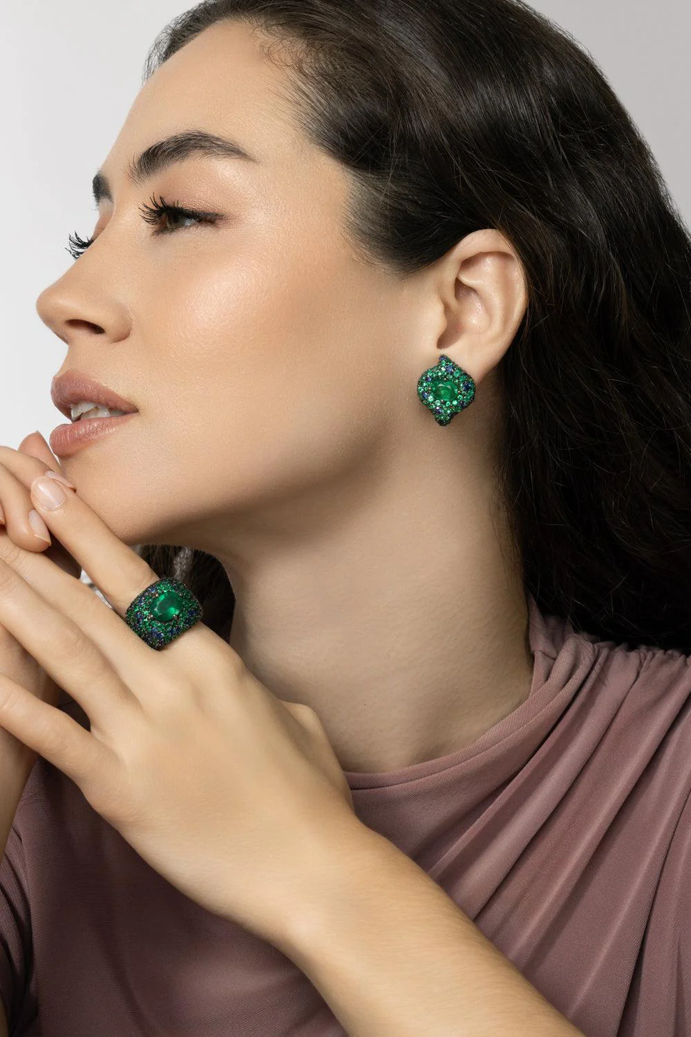 Emerald Sapphire Forest Earrings - Image 2