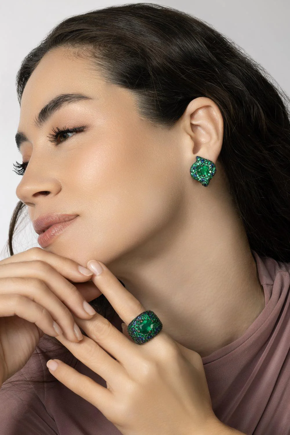 Emerald Sapphire Forest Earrings - Image 3