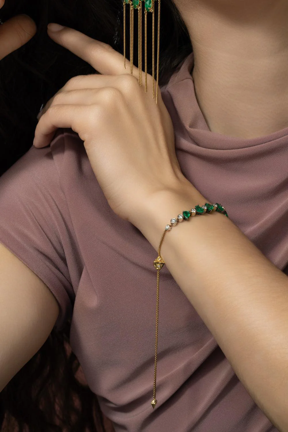 Enchanted Forest Emerald Diamond Bracelet - Image 3