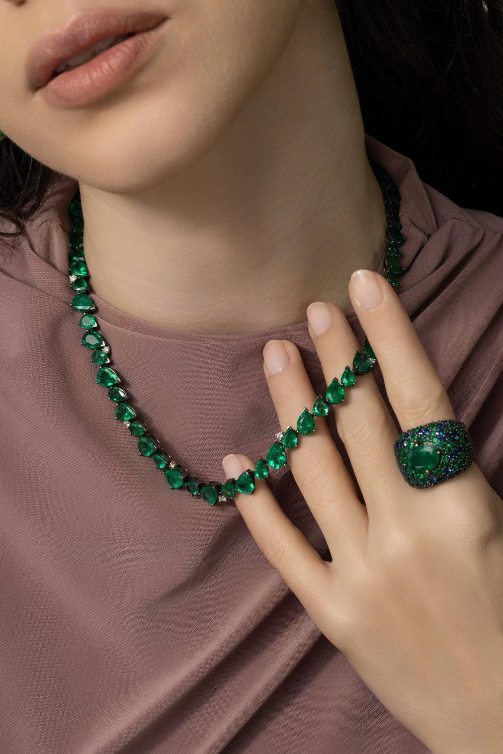 Enchanted Forest Emerald Diamond Necklace - Image 2