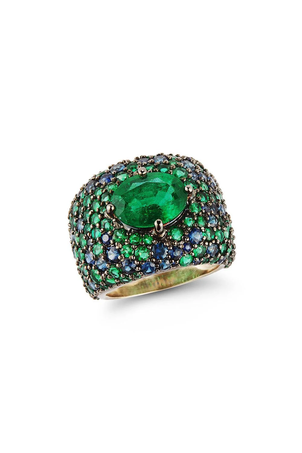 Enchanted Forest Emerald Sapphire Ring