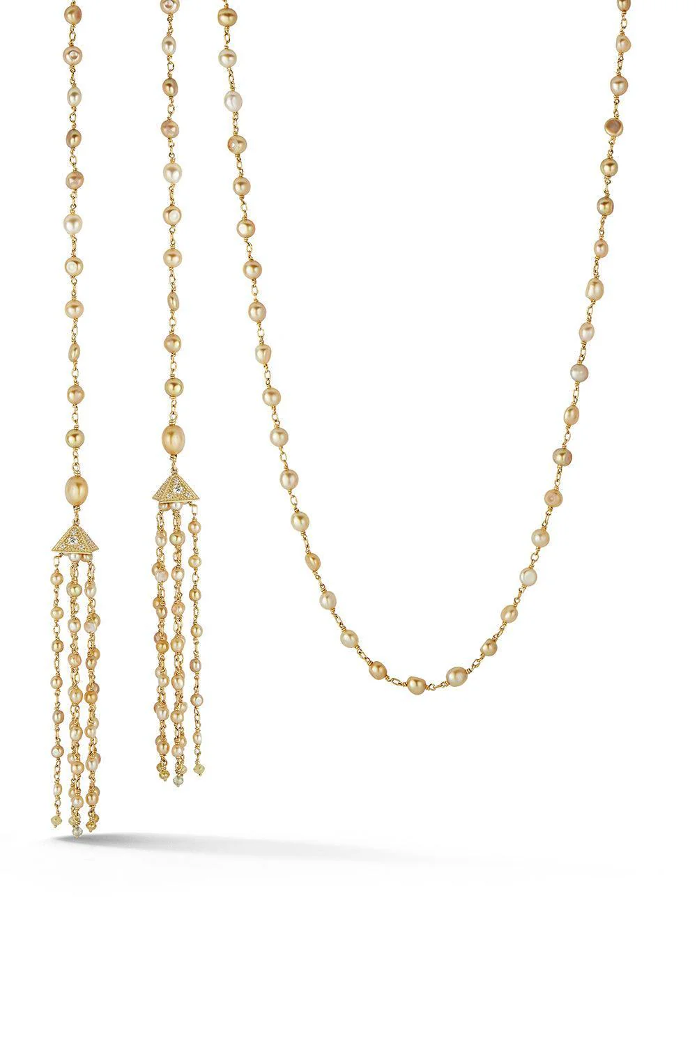 Golden Keshi Pearl Tassel Necklace