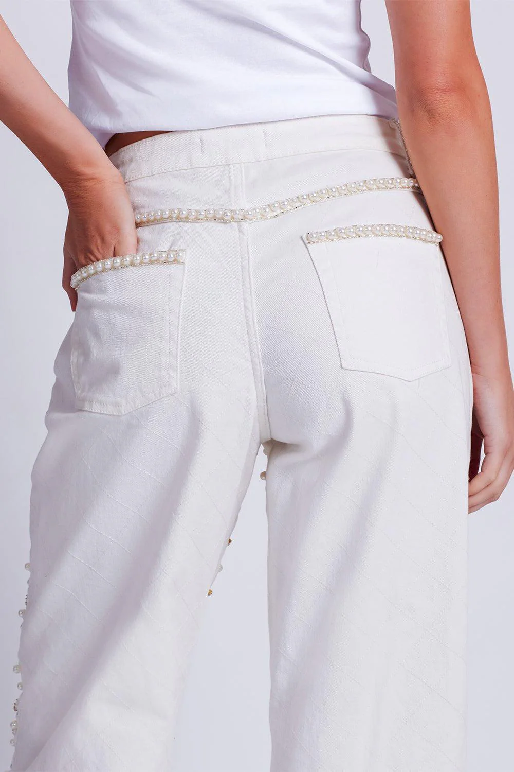 Beaded Wide Leg Jeans - Image 3