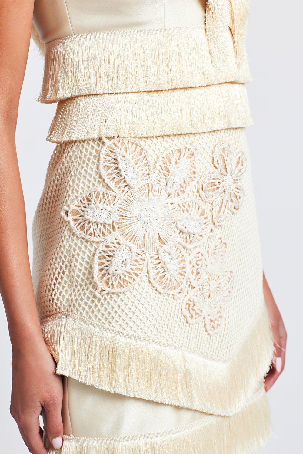 Embroidered Fringe Mini Dress - Image 3