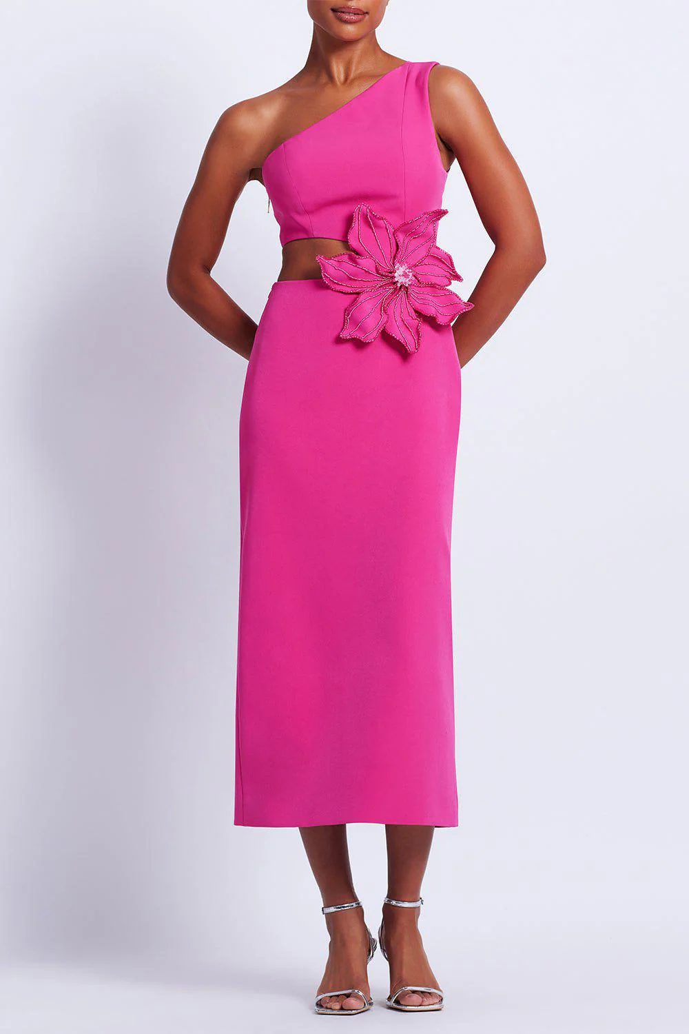 Flower Applique Midi Dress - Image 4