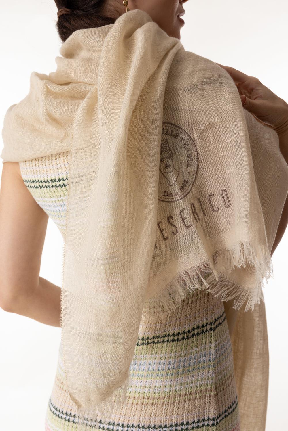 Embroidered Stole Scarf - Amber Beige - Image 4