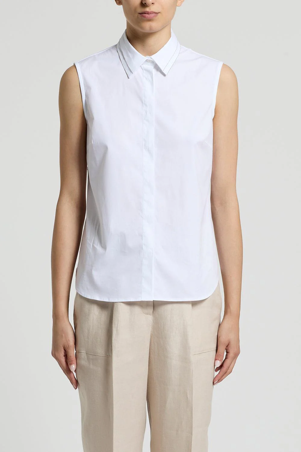 Sleeveless Collar Blouse - Image 2