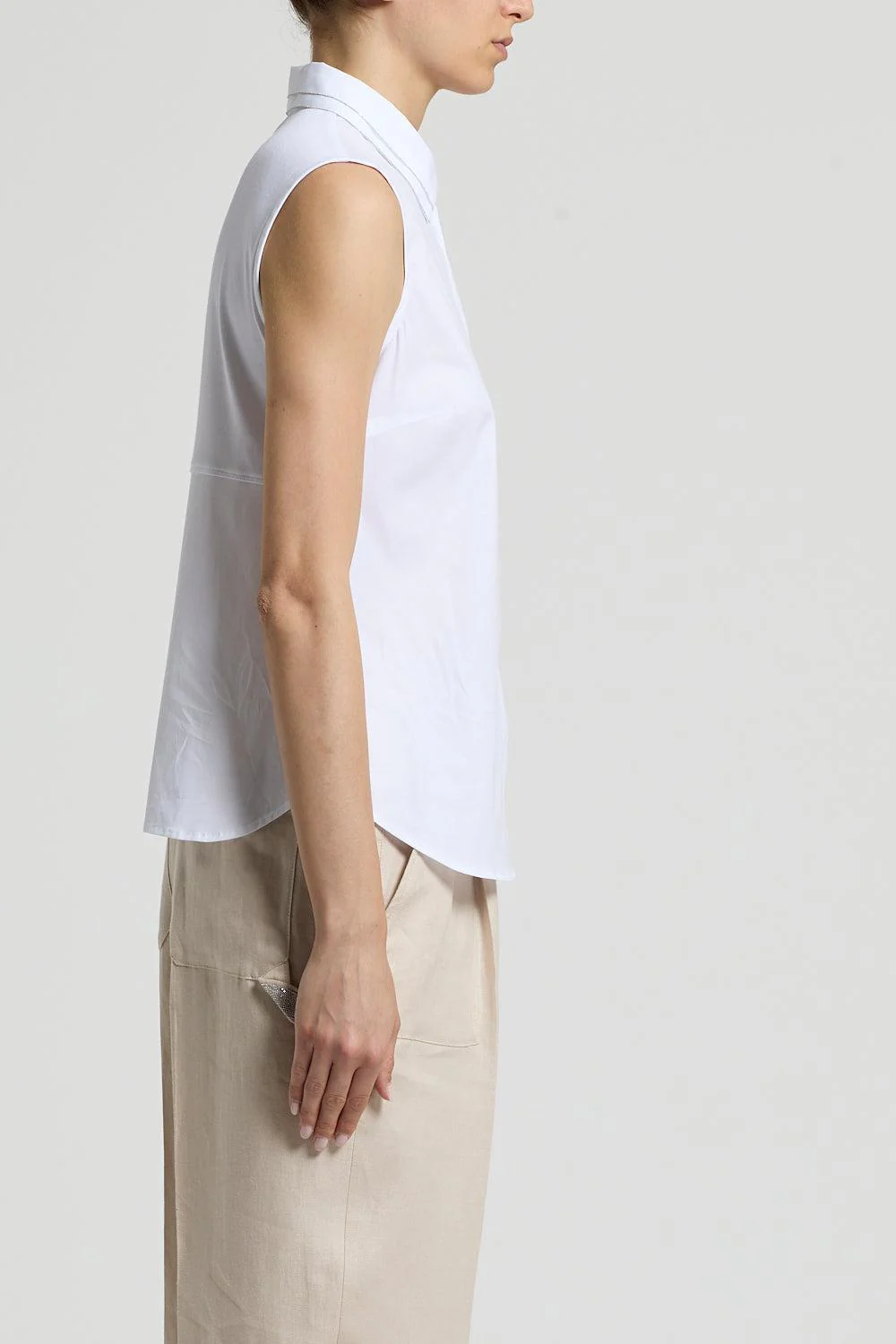 Sleeveless Collar Blouse - Image 4