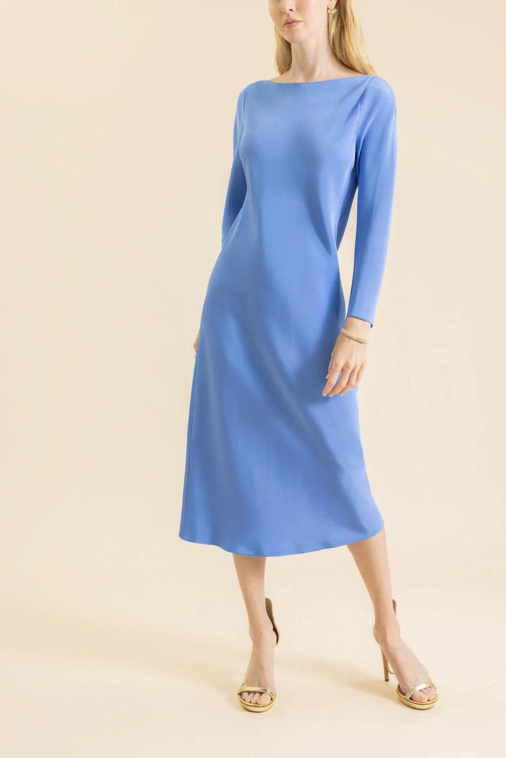 Long Sleeve Midi Dress - Medium Blue - Image 2