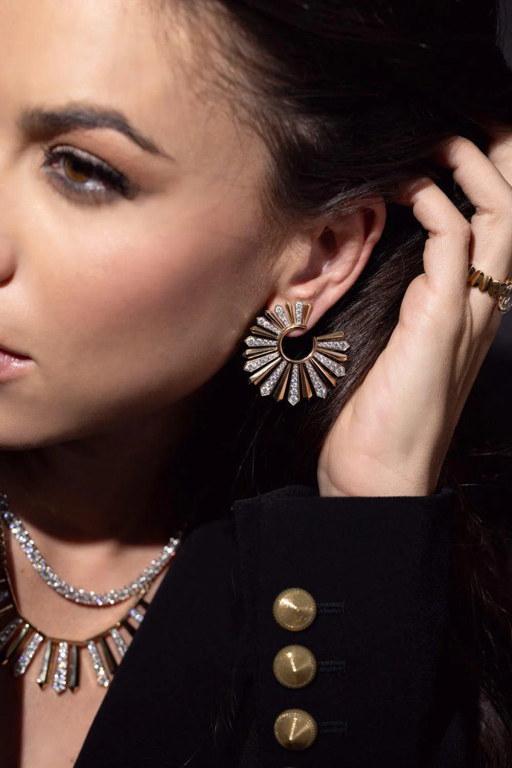 Aura Feathered XL Fan Earrings - Image 4