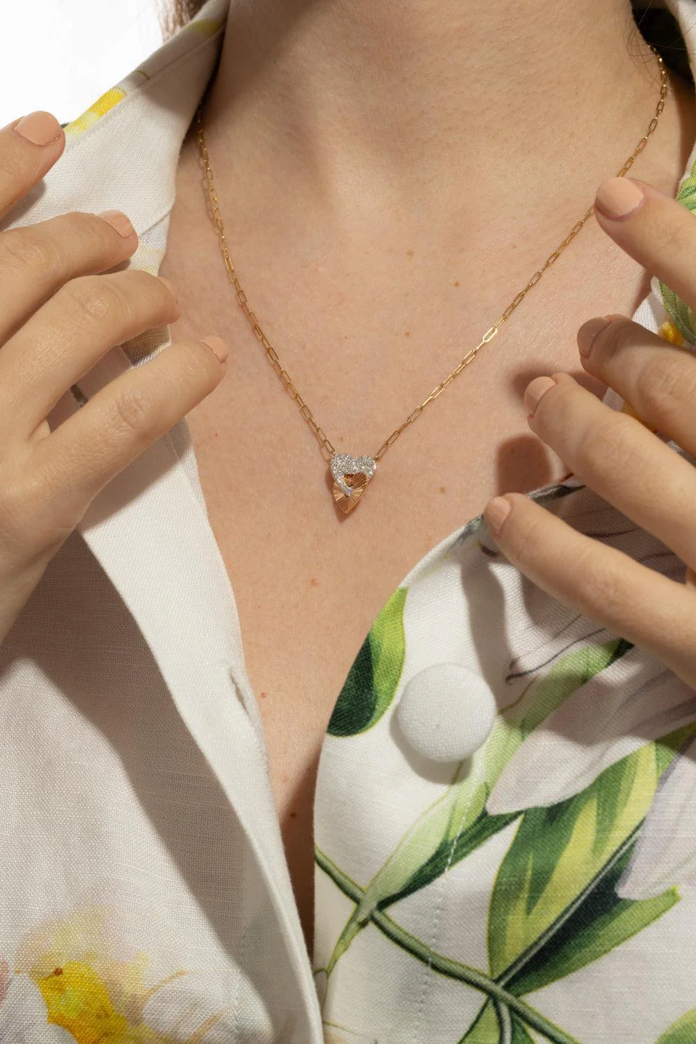 Aura Mini Interlocking Heart Necklace - Image 4