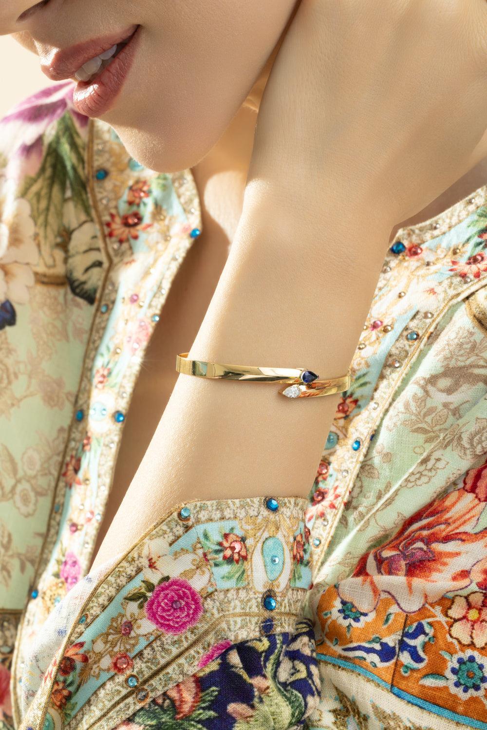 Blue Sapphire Diamond Toi Et Moi Bracelet - Image 2