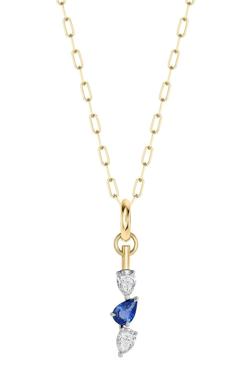 Diamond Blue Sapphire Triple Drop Necklace