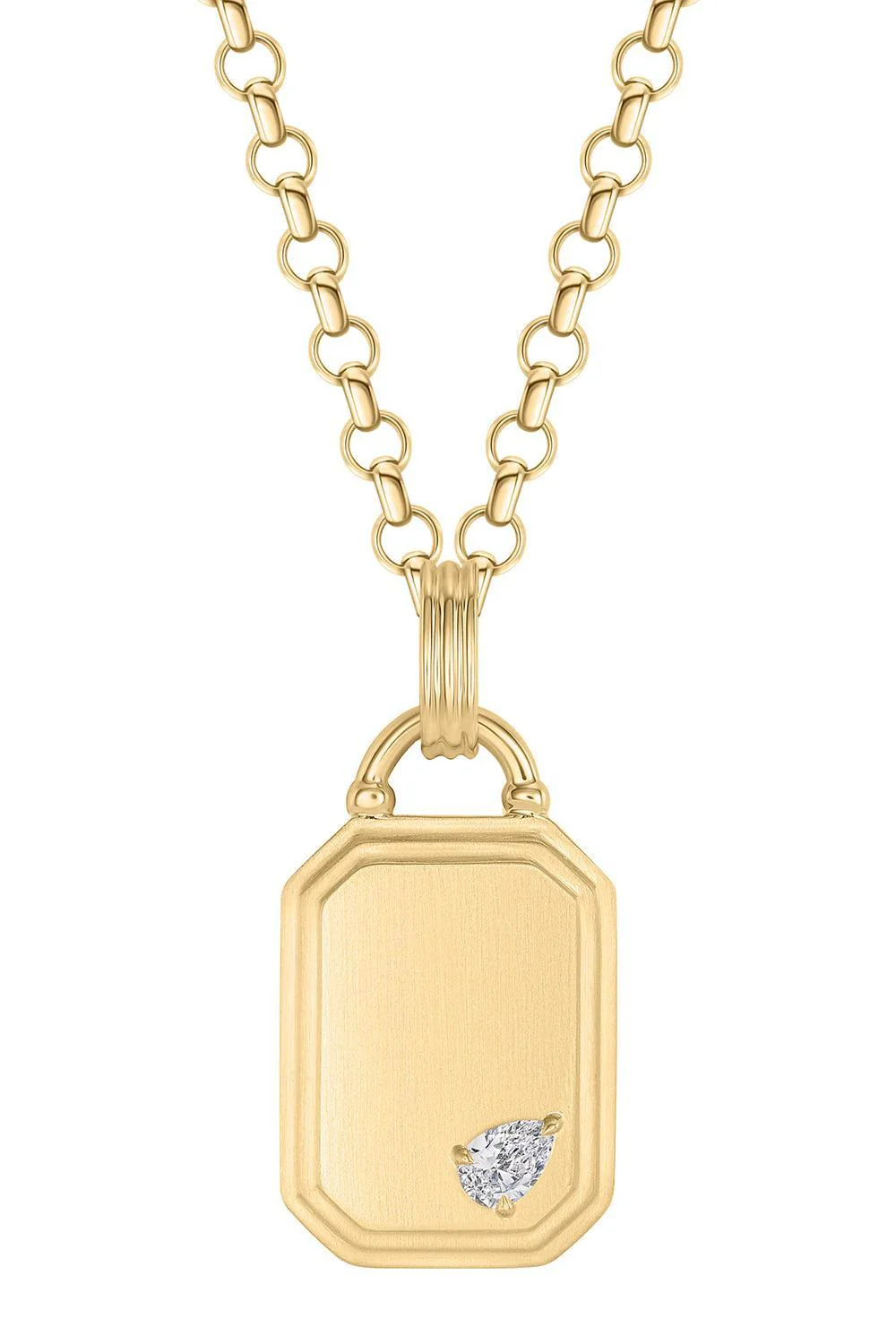 Diamond Pear Dog Tag Pendant Necklace