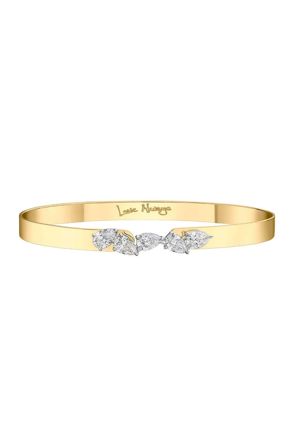 Five Diamond Pear Bangle Bracelet