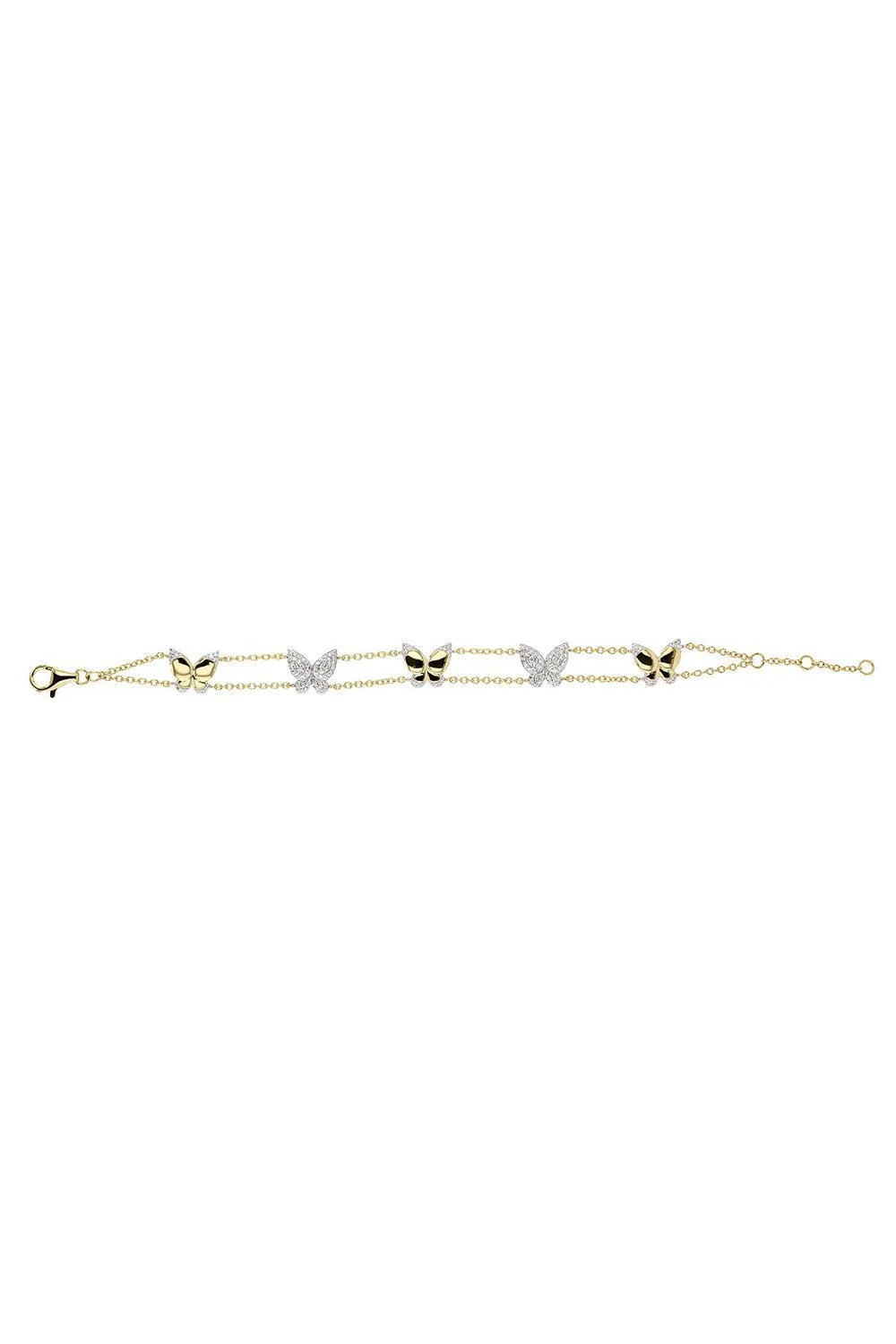 Five Station Alternating Butterfly Bracelet