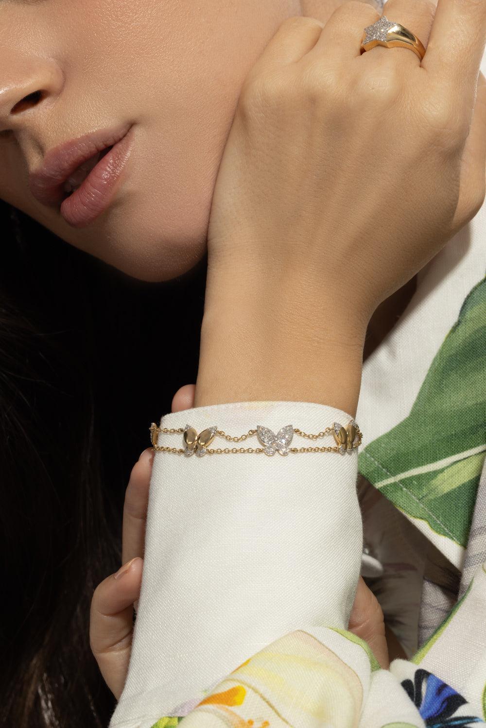 Five Station Alternating Butterfly Bracelet - Image 3
