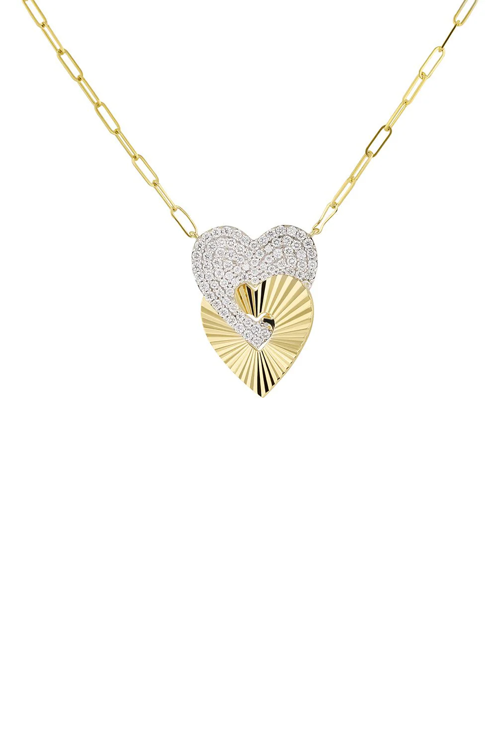Large Aura Interlocking Heart Necklace
