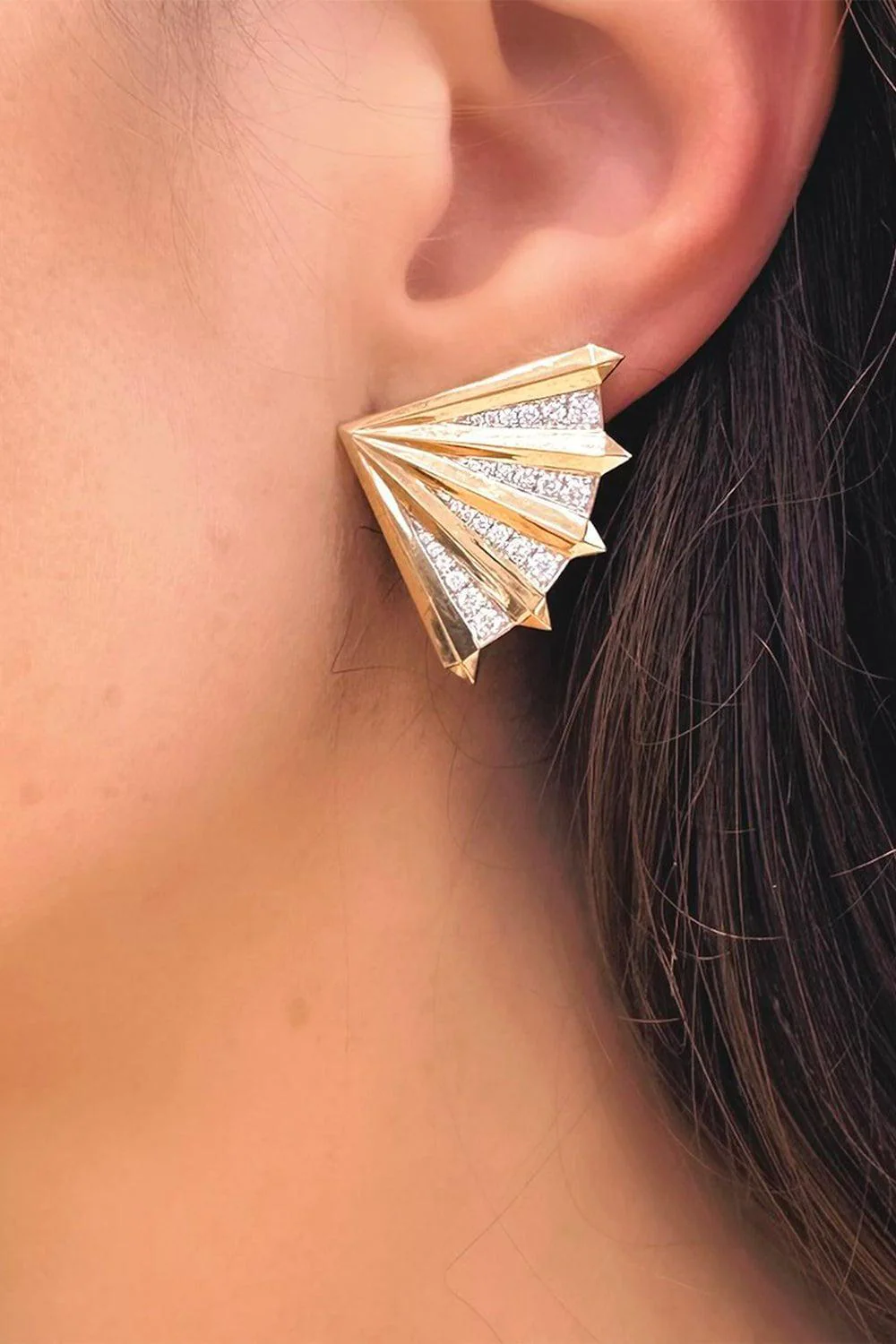 Large Fan Aura Stud Earrings - Image 2