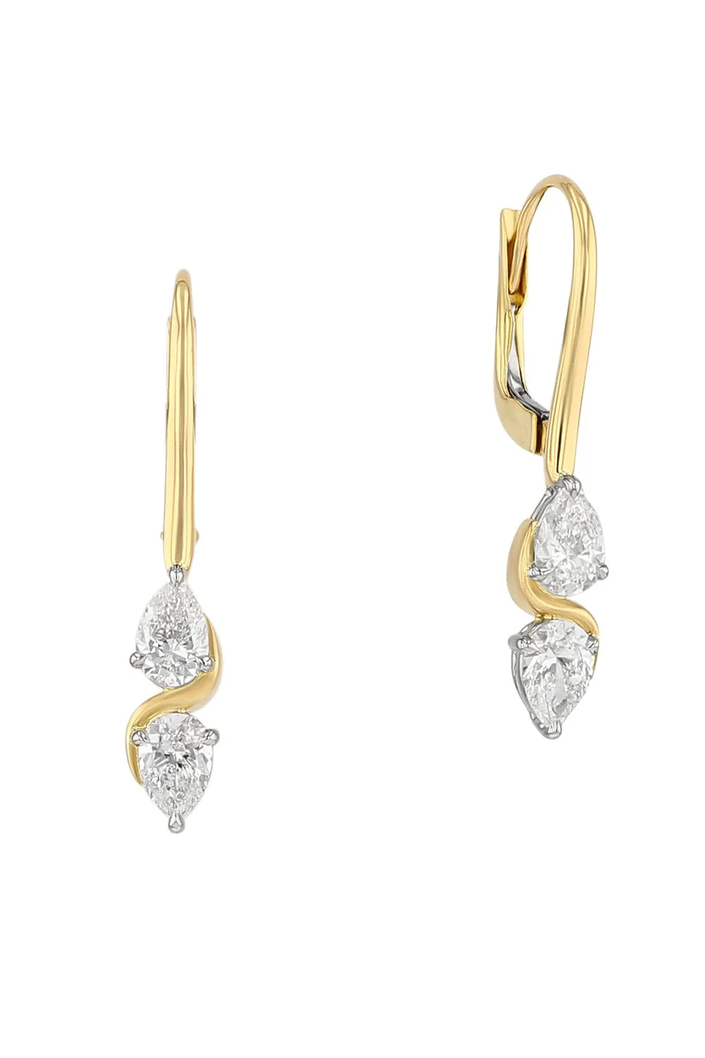 One of One Double Pear Cuddle Leverback Earrings