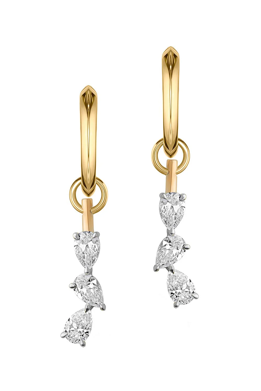 One of One Pear Triple Drop Huggie Earrings