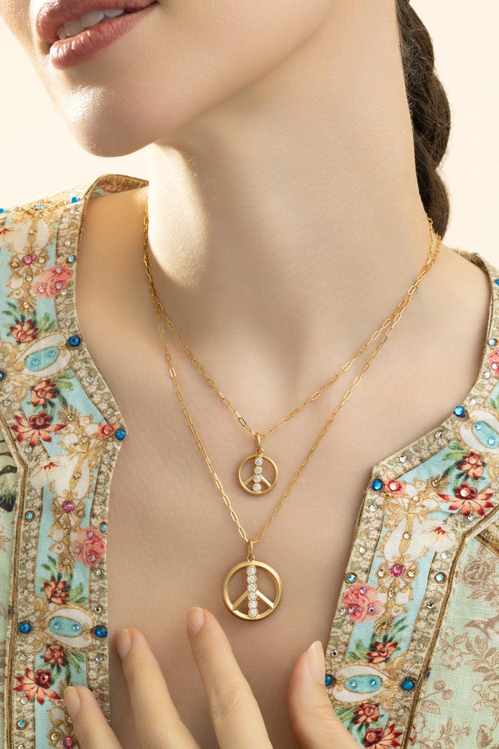 Small Matte Peace Sign Necklace - Image 2