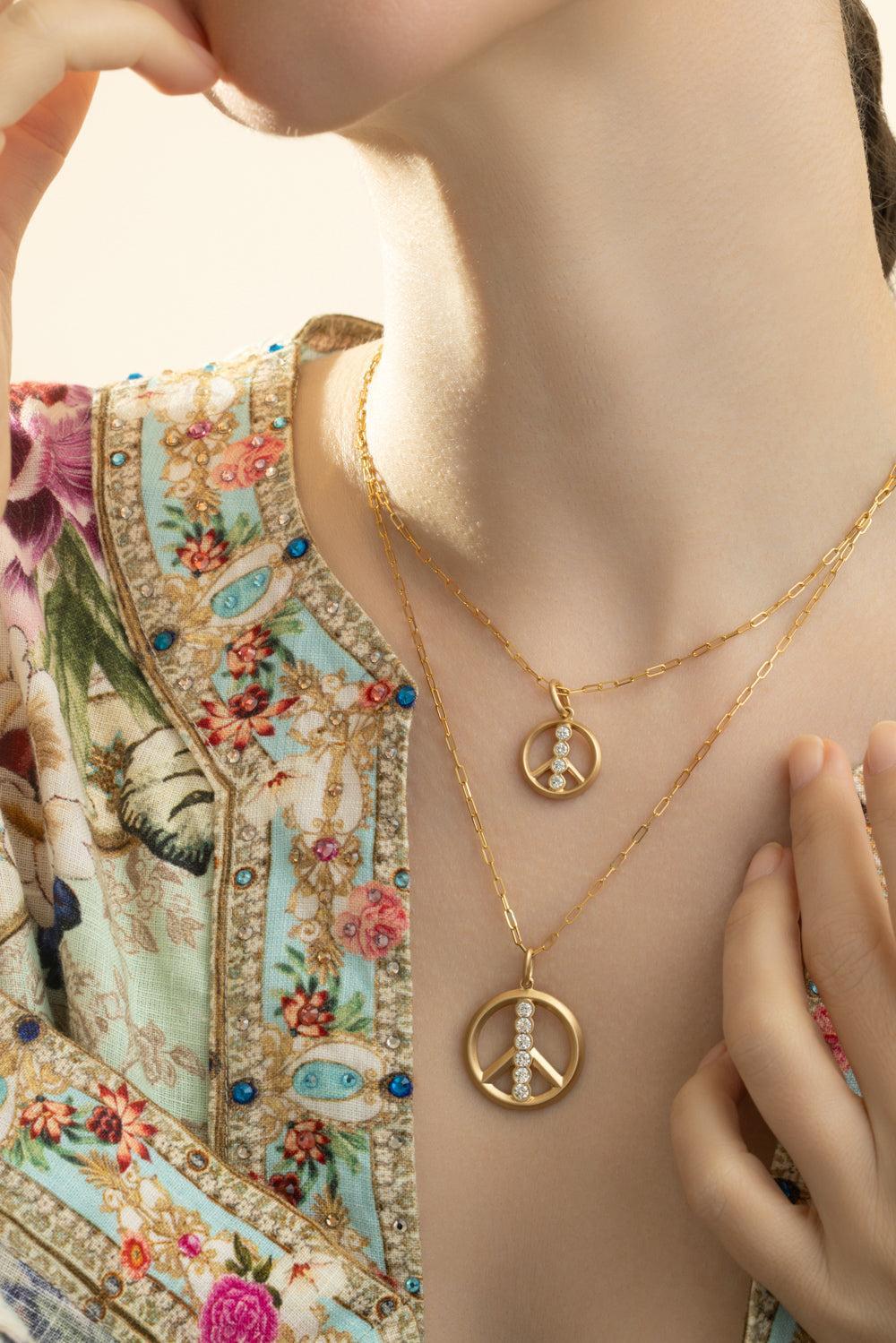 Small Matte Peace Sign Necklace - Image 3