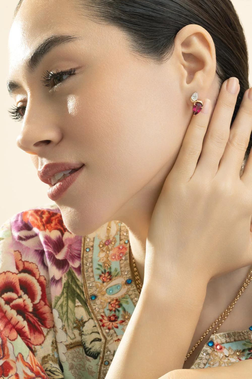 Tourmaline Diamond Swivel Stud Earrings - Image 4