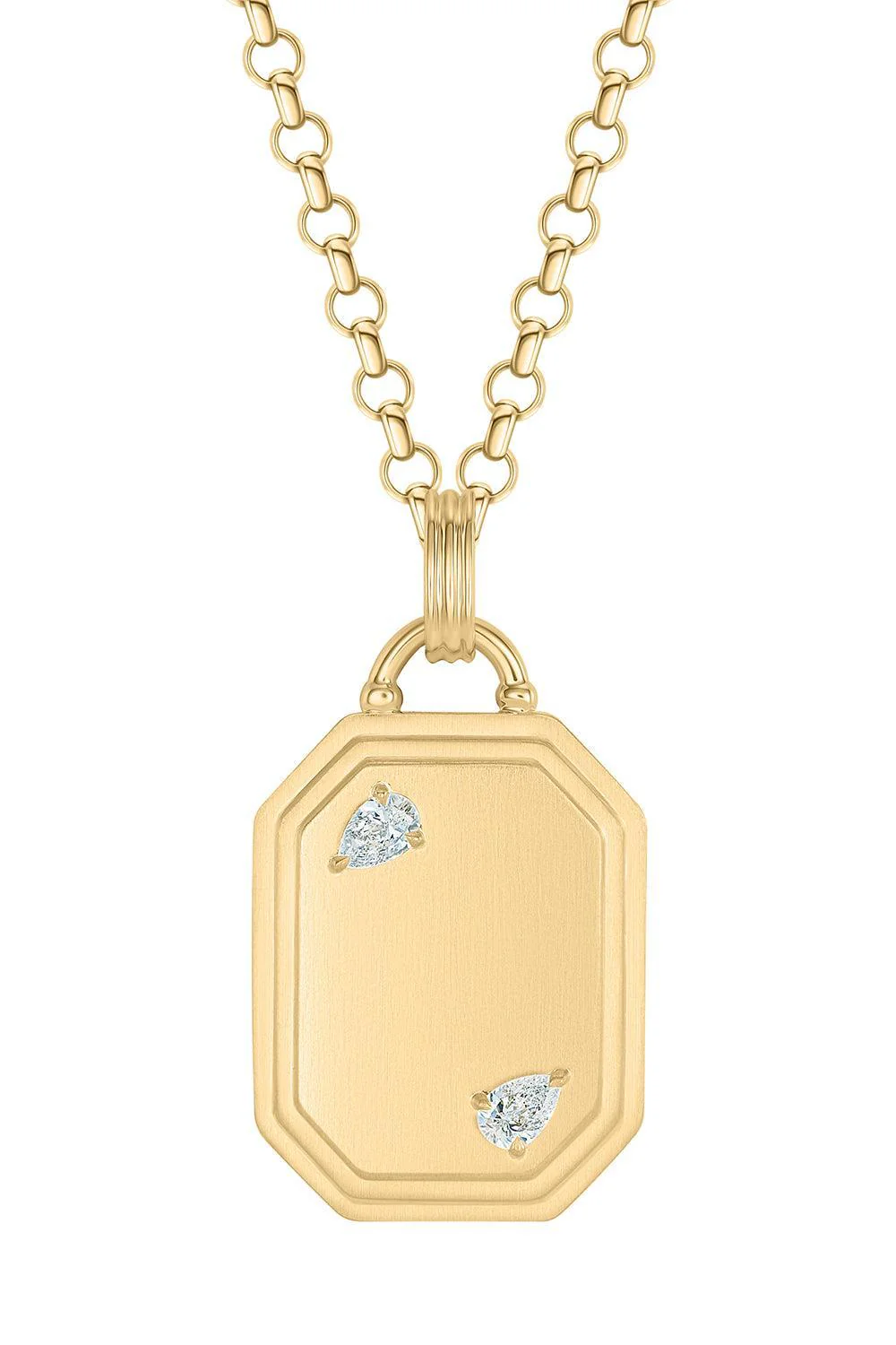 Two Diamond Pear Dog Tag Necklace