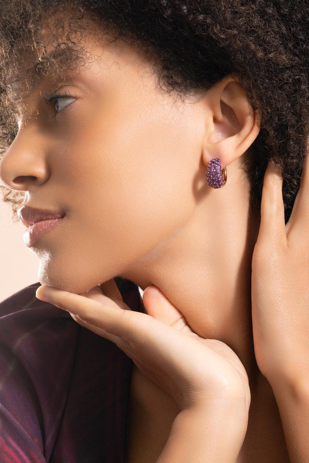 Amethyst Small Hoop Earrings - Image 2