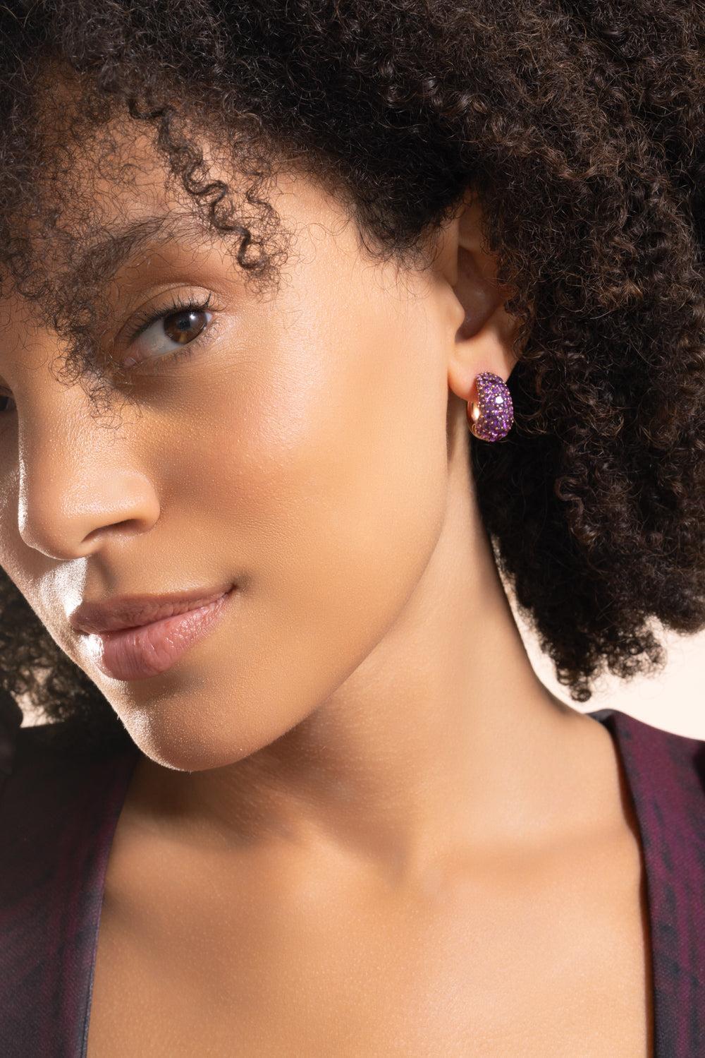 Amethyst Small Hoop Earrings - Image 4